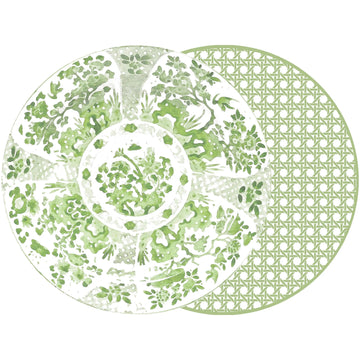 King-O'Keefe Wedding Registry: Holly Stuart Round Two-Sided Green Canton and Cane Placemat
