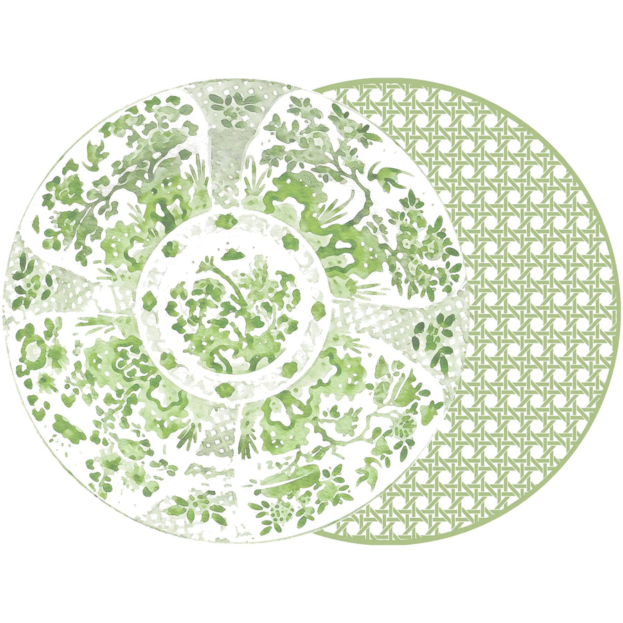 King-O'Keefe Wedding Registry: Holly Stuart Round Two-Sided Green Canton and Cane Placemat