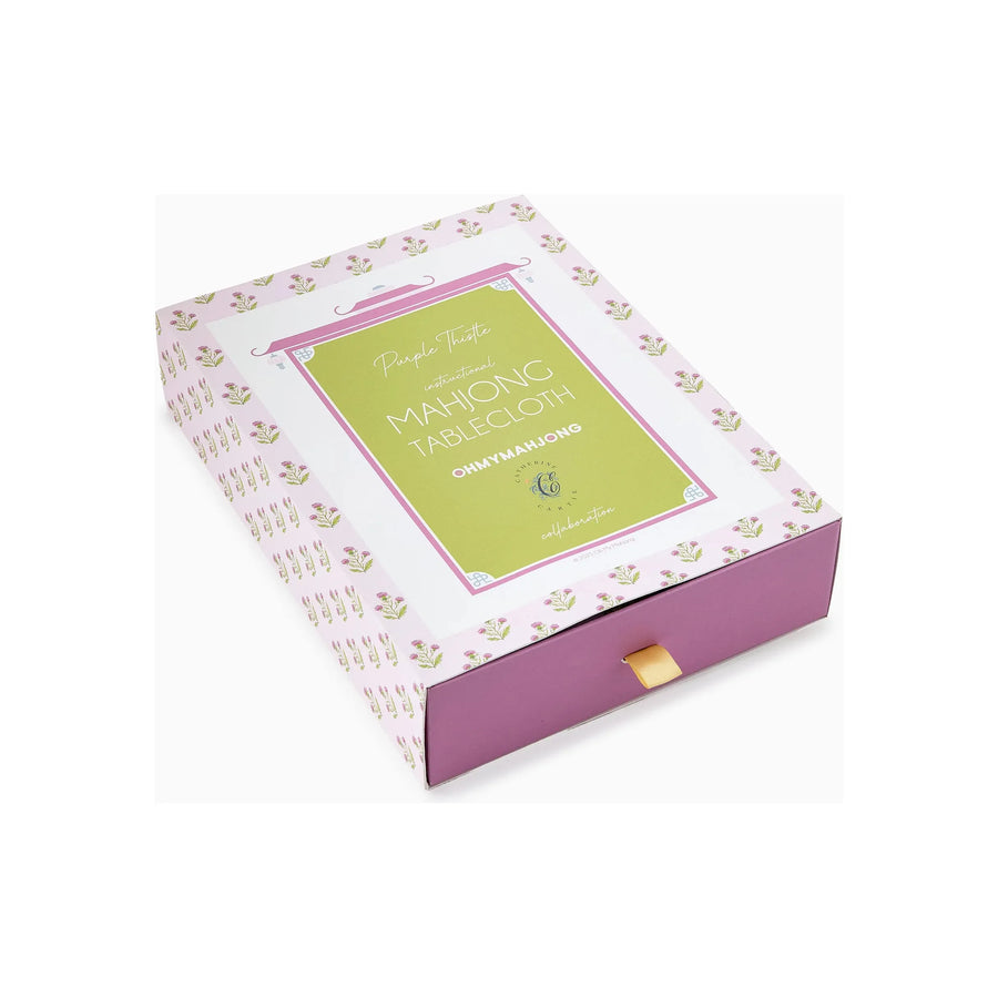 Oh My Mahjong Purple Thistle Instructional Mahjong Tablecloth