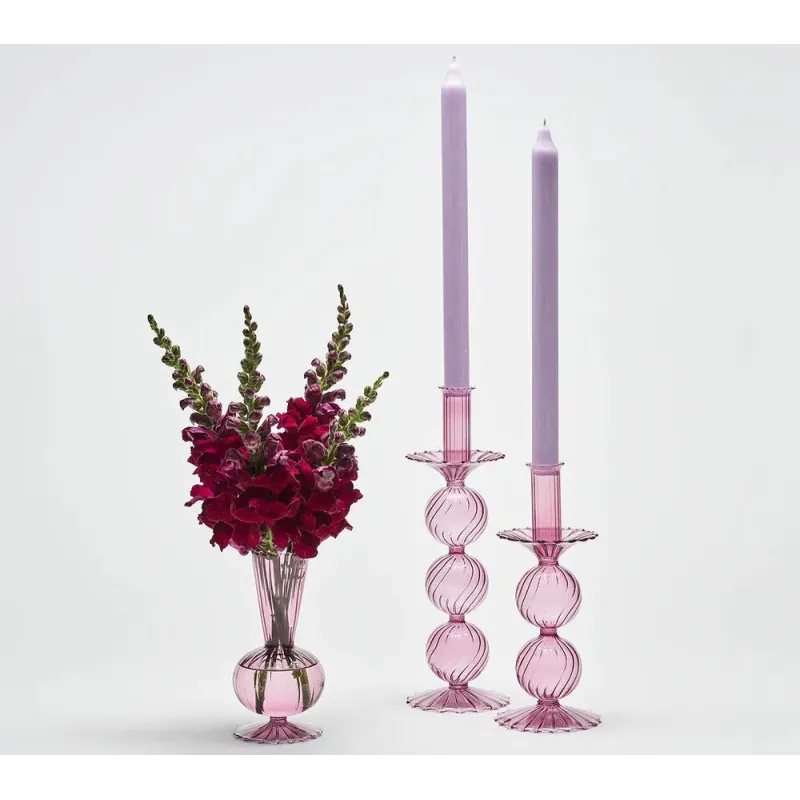 Kim Seybert Bella Candlestick Set of 2: Lavender