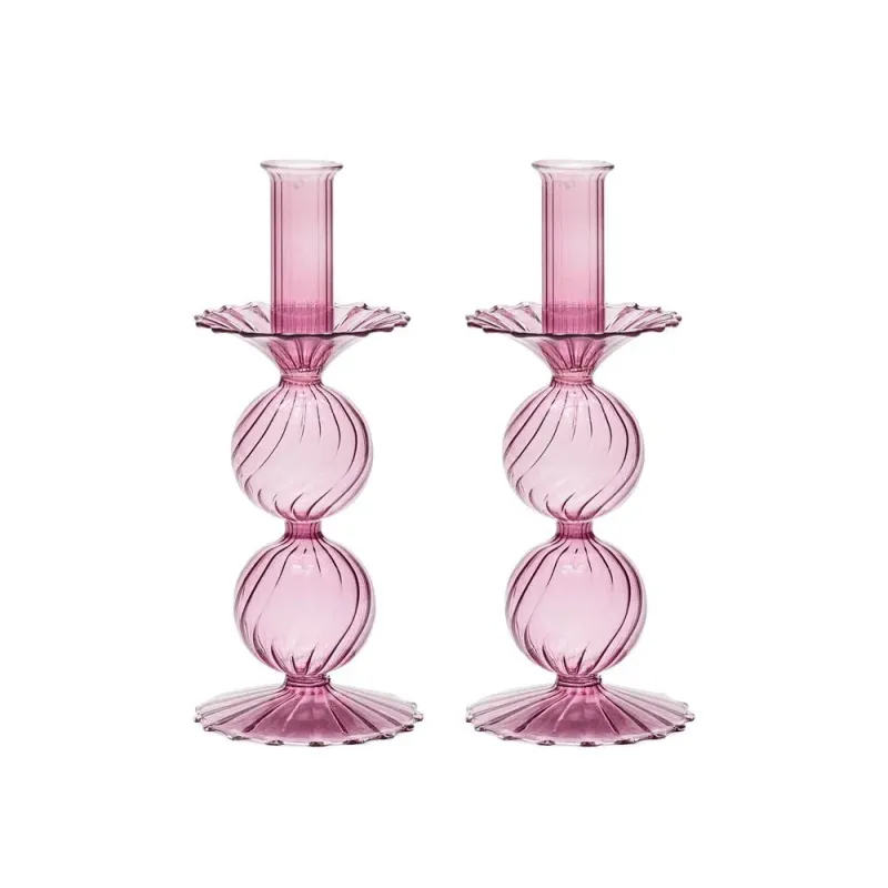 Kim Seybert Bella Candlestick Set of 2: Lavender