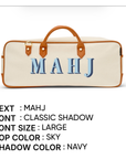 Boulevard MargoSky Blue and Navy “Mahj” Natural Canvas Bag