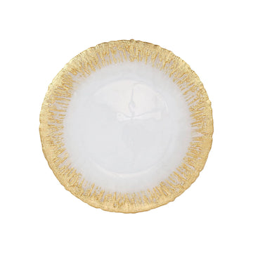 Vietri Rufolo Glass Brushstroke Gold Dinner Plate