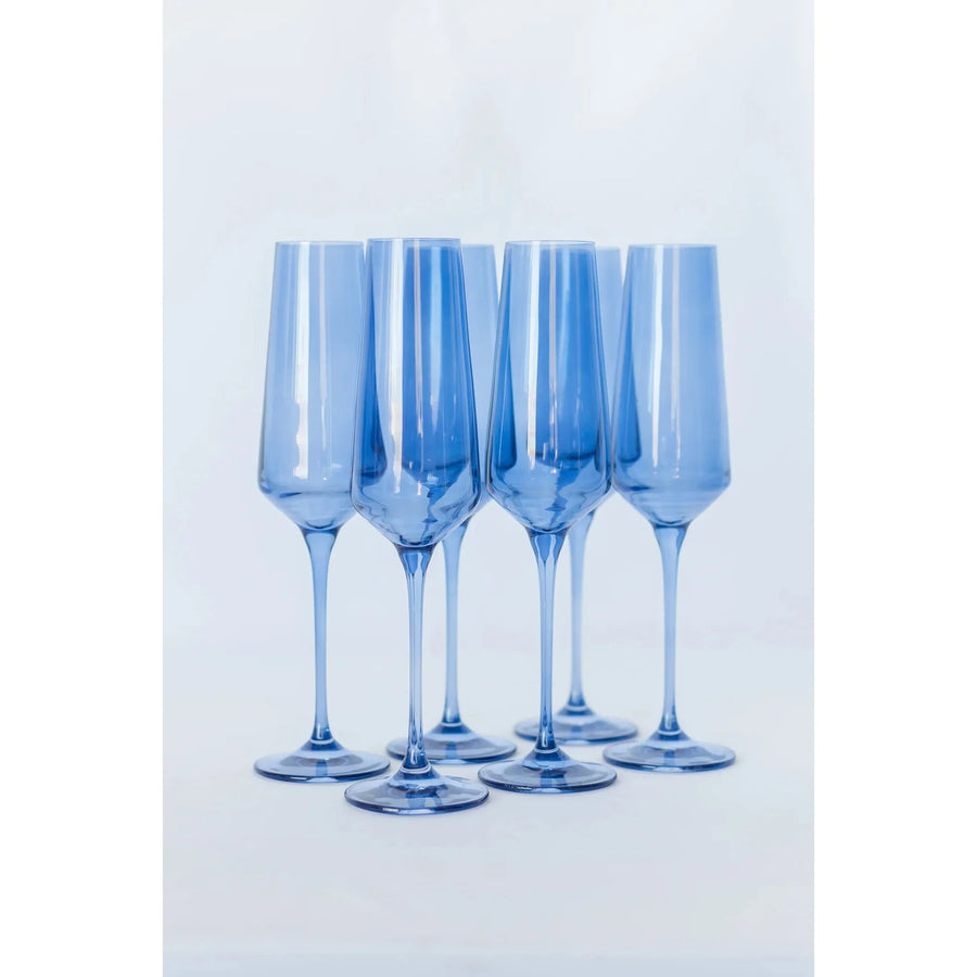 Estelle Champagne Flutes in Cobalt, Set of 6