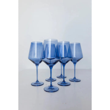 Estelle Stemmed Wine Glasses in Cobalt, Set of 6