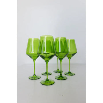 Tetterton-Stanley Wedding Registry: Estelle Forest Green Wine Glasses (Set of 6)
