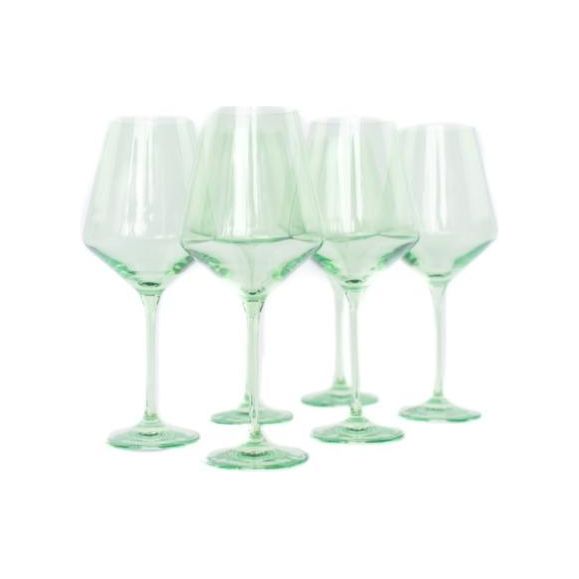Elmore and Dennis Wedding Registry: Estelle Mint Green Wine Glasses (Set of 6)