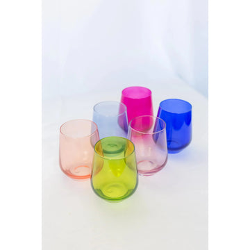 Boumenot and Barnes Wedding Registry: Estelle Stemless Mixed Color Wine Glasses (Set of 6)