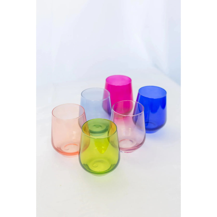 Boumenot and Barnes Wedding Registry: Estelle Stemless Mixed Color Wine Glasses (Set of 6)