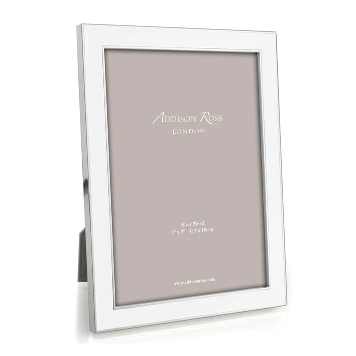 Addison Ross White Enamel & Silver Photo Frame : 5x7