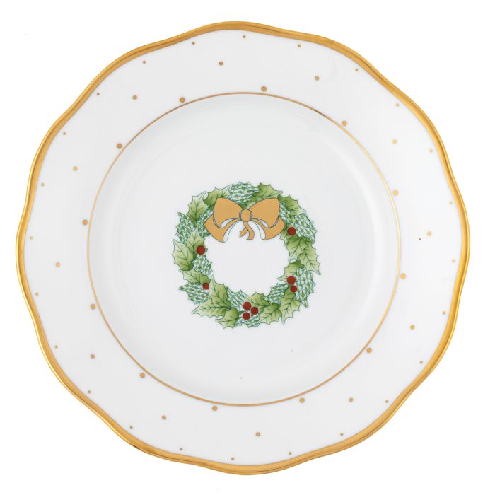 Jefferson-Carlson Wedding Registry: Herend Christmas Wreath Dessert Plate