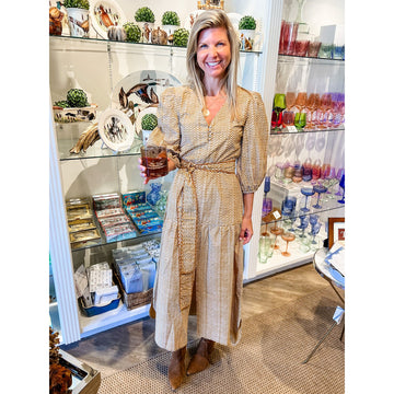Anna Cate Madison Midi Dress-Sienna Stamp : XS
