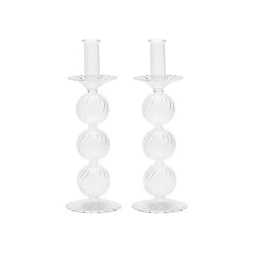 Walter and Doshi Wedding Registry: Kim Seybert Iris Tall Candle Holder in Clear (Set of 2)