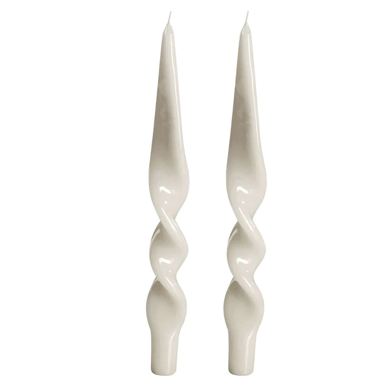 Graziani Lacquer Twist White Candles: Set of 2