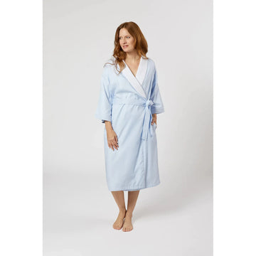 Lenora by Dina Yang Rachael Cotton Robe - Blue : Small