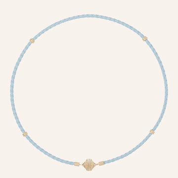 Clara Williams Company Aspen Braided Light Blue Leather Mini Necklace