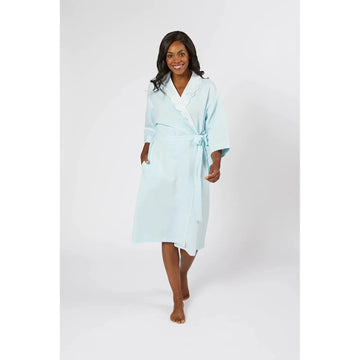 Lenora by Dina Yang Helen Cotton Robe - Blue : Large