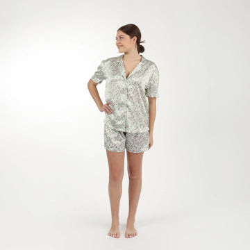 Lenora by Dina Yang Birdie Satin Short Floral Pajamas