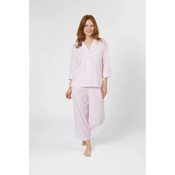 Lenora by Dina Yang Classic Pinstripe Cotton Pajamas - Pink