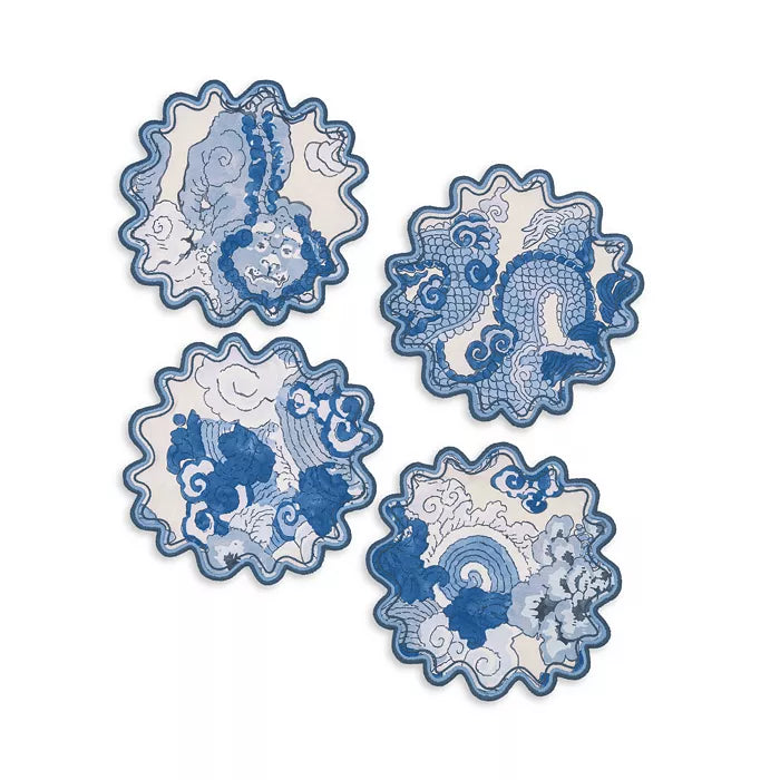 King-O'Keefe Wedding Registry: Matouk Magic Mountain 6" Round Cocktail Napkins, Set of 4