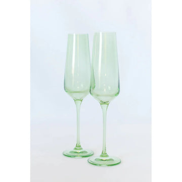 Estelle Champagne Flute-Mint Green : S/2