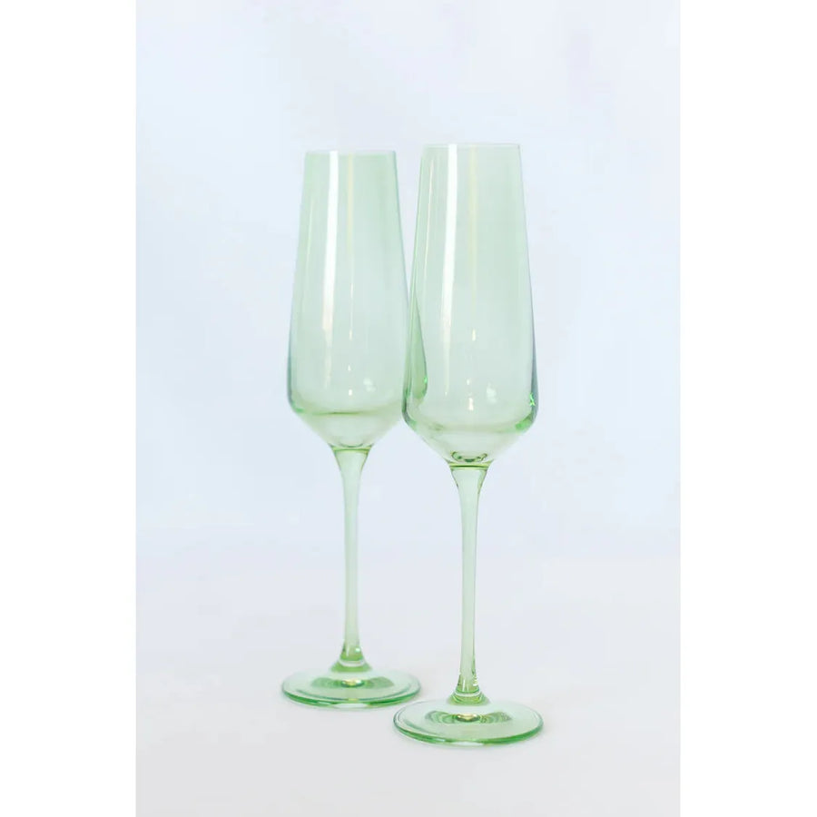 Estelle Champagne Flute-Mint Green : S/2