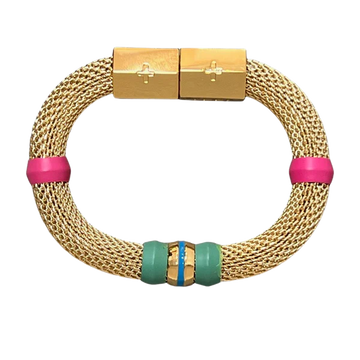 Colorblock Bracelet-Pink/Turq