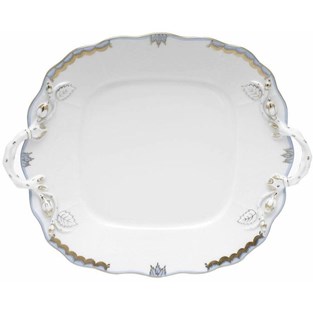 Evans-Shelley Wedding Registry: Herend Princess Victoria Light Blue Cake Plate with Handles