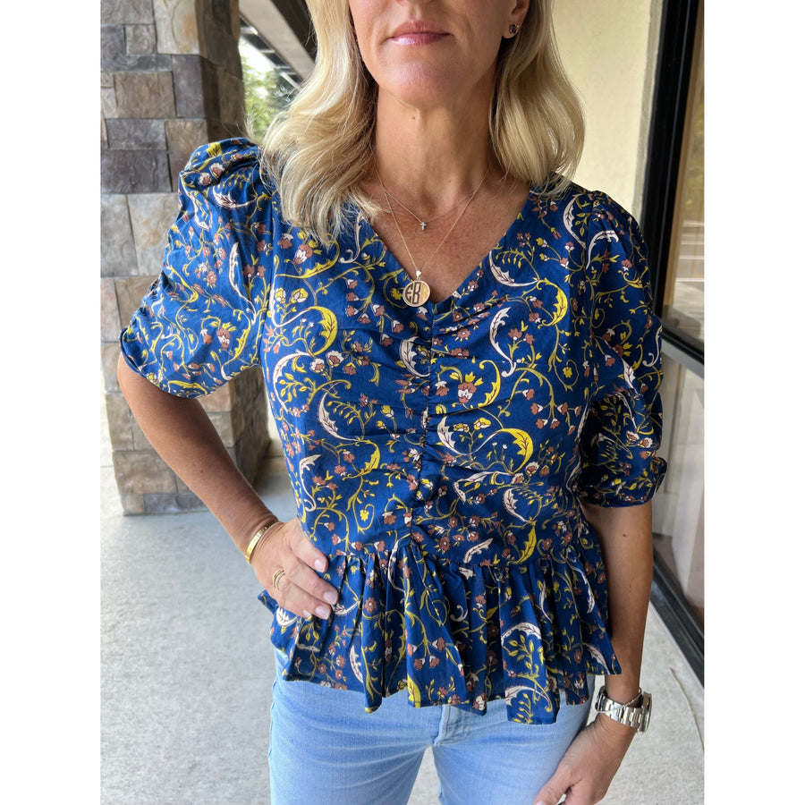 Anna Cate Charley Top-Yellow Paisley : XS