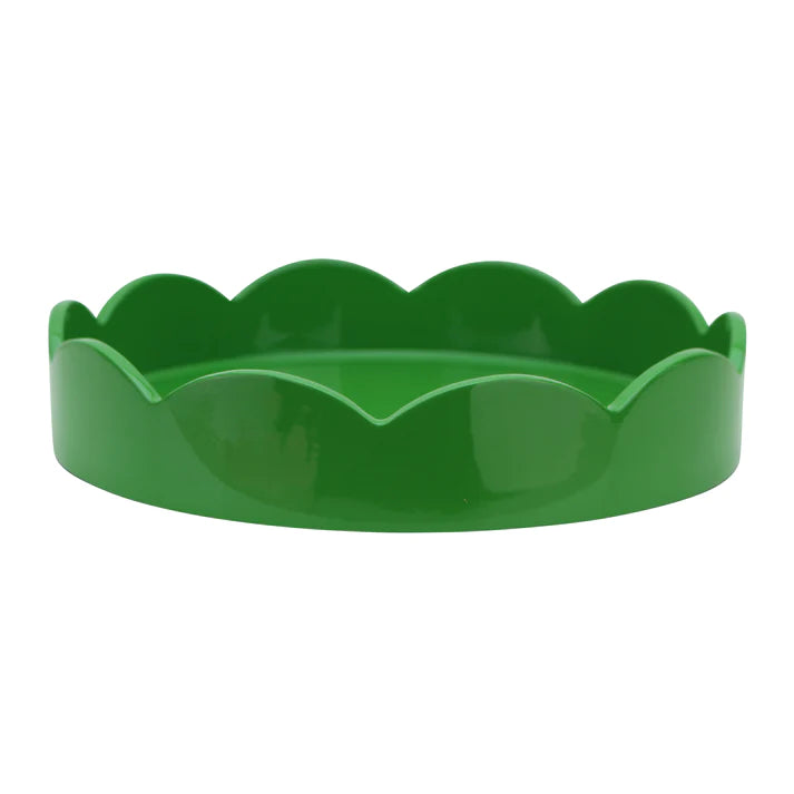 Addison Ross Leaf Green Round Scalloped Tray 8.5"