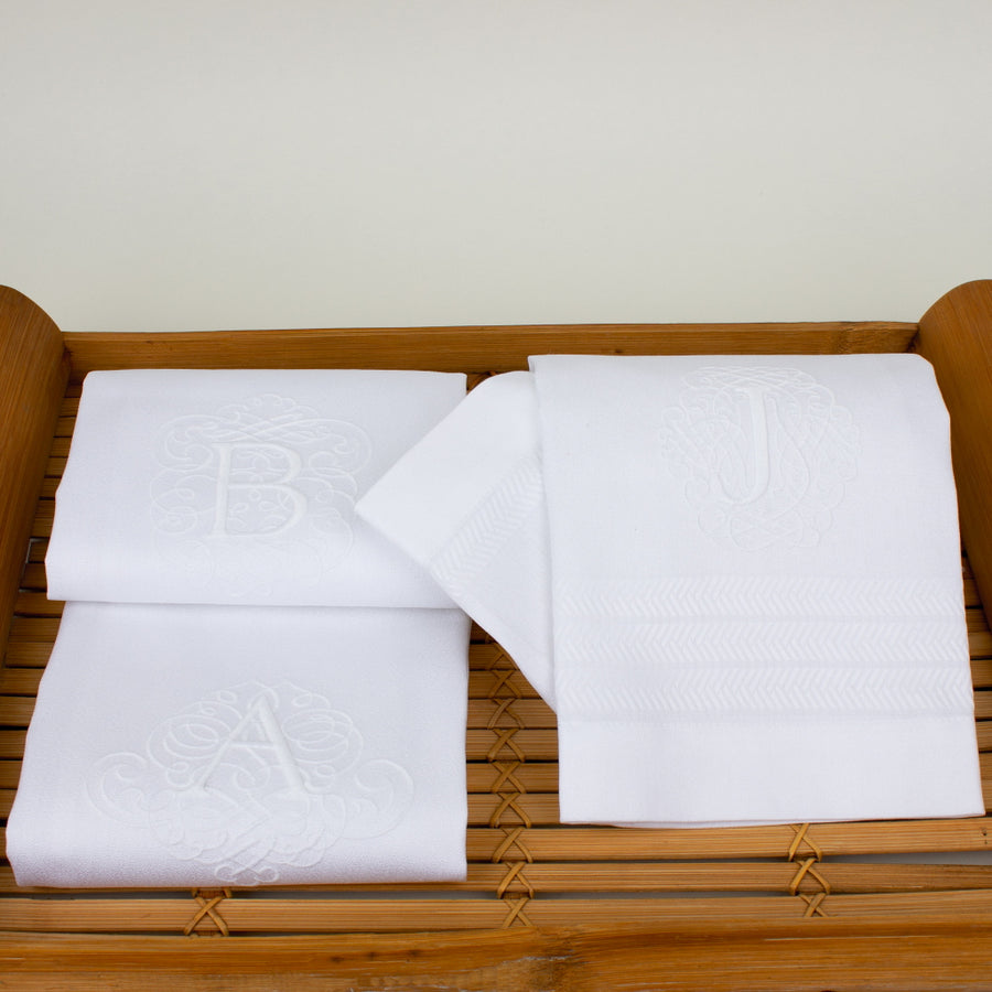 Oates-Marley Wedding Registry: Teresa Alecrim Monogrammed Hemstitch Dinner Napkin