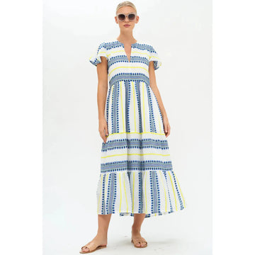 Oliphant V-Neck Maxi-Blue Mezcal : Medium