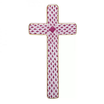 Herend Fishscale Cross - Raspberry
