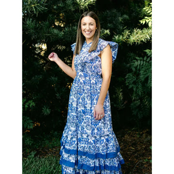Anna Cate Jameson Midi Dress-Royal Print : Small