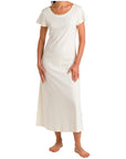 P. Jamas Butterknit Long Gown Short Sleeve - White