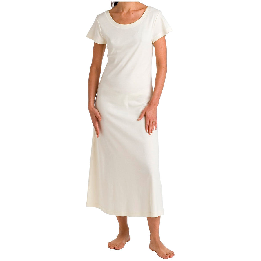 P. Jamas Butterknit Long Gown Short Sleeve - White