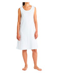 P. Jamas Butterknit Short Gown Sleeveless - White