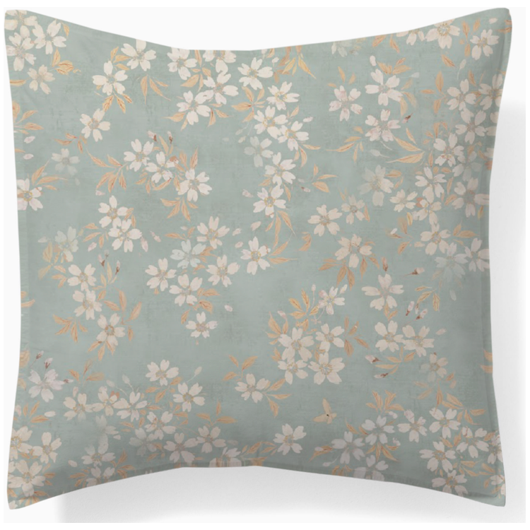 House of Harris Cherry Blossom Pillow in Sky 22" x 22"
