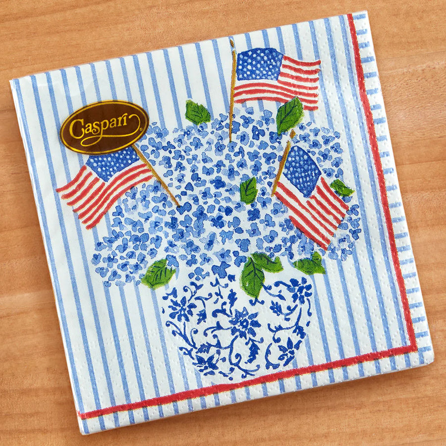 Caspari Flags and Hydrangeas Cocktail