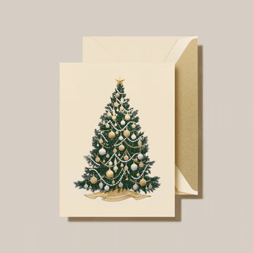 Crane & Co. Engraved Silver & Gold Beaded Tree Cards : Set of 10