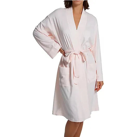 P. Jamas Butterknit Short Robe - Pink