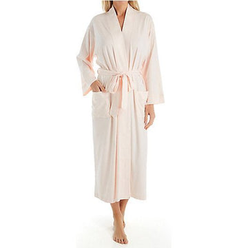 P. Jamas Butterknit Long Robe-Pink