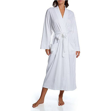 P. Jamas Butterknit Long Robe-White