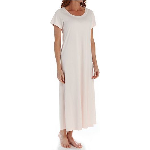 P. Jamas Butterknit Long Gown Short Sleeve - Pink