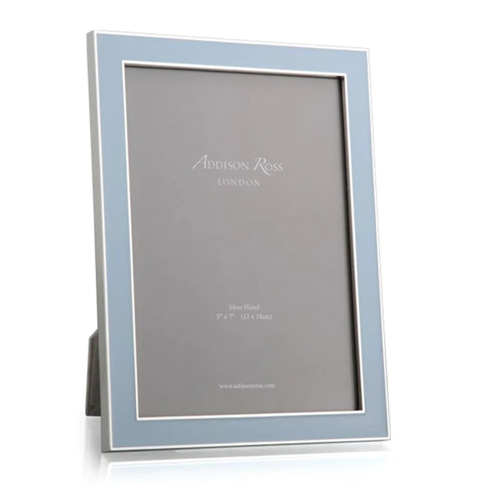 Addison Ross Silver Trim, Powder Blue Enamel Frame 5 x 7