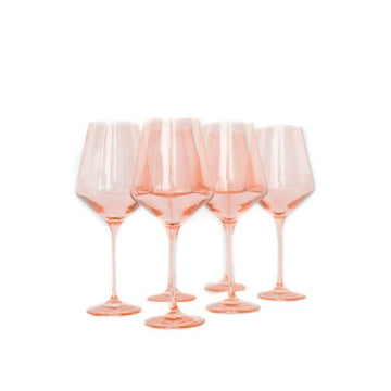 Estelle Blush Pink Stemmed Wine Glass (Set of 6)