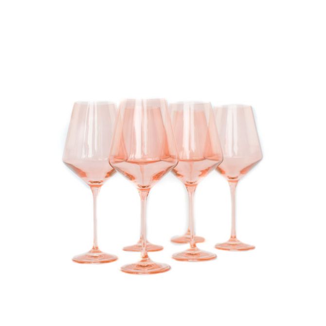 Estelle Blush Pink Stemmed Wine Glass (Set of 6)