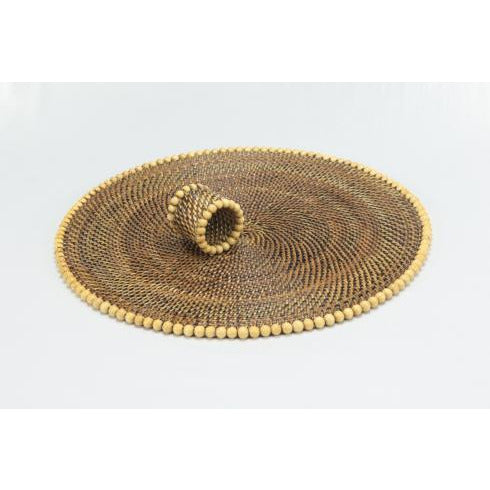Calasio Round Placemat with Natural Beads