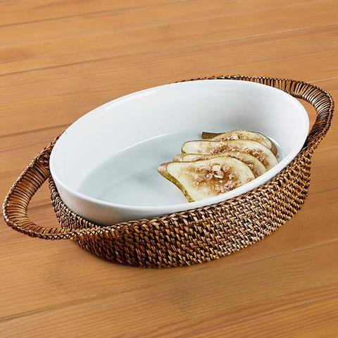 Calasio Small Oval Tray With Wrapped Handles