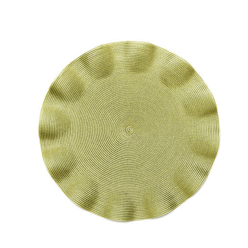 Deborah Rhodes Ruffle Round Placemat in Moss-Canary